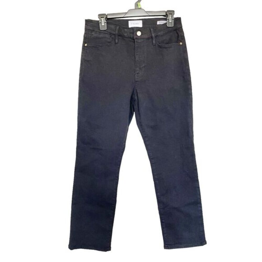 Frame Womens Jeans Denim Size 30 High Rise Slim Straight Black Relaxed Ankle